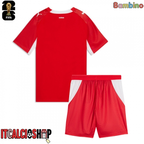 Svizzera Prima Maglia Bambino Mondiali 2026 Manica Corta (+ Pantaloni corti)